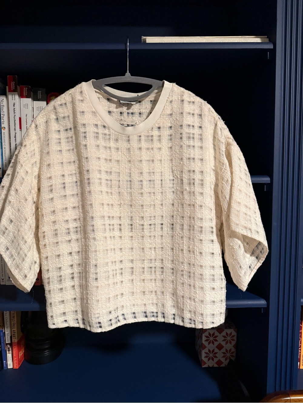 3.1 Phillip Lim Cream Open-Weave Short-Sleeve Top